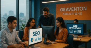 Team Graventon Solutions - Best Digital Marketing Agency in Raipur working on SEO and Instagram Marketing